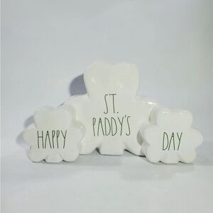 Rae Dunn ST. Patrick's Day HAPPY ST. PADDY'S DAY Ivory Shamrock Decor Brand New